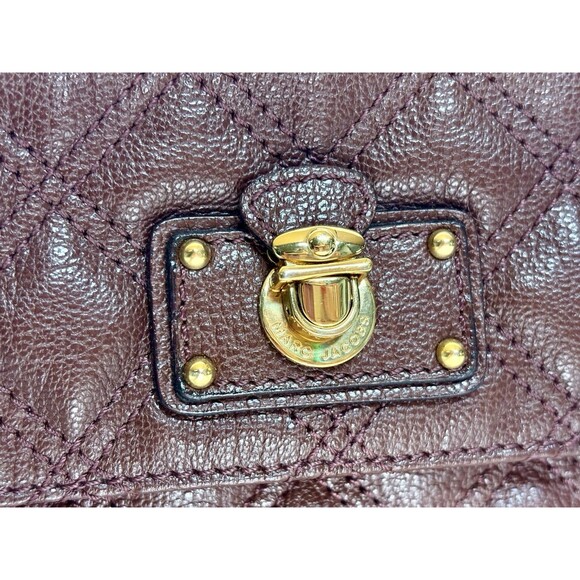 Marc Jacobs Quilted Leather Envelope Clutch Handbag Purse Bag Brown EUC‎ Gold - Picture 2 of 10